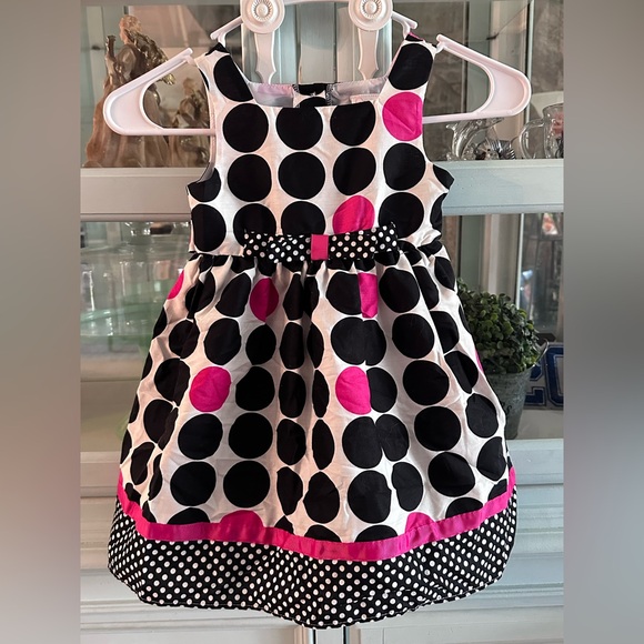 Youngland Black and Pink Polka Dot Dress - Picture 1 of 6